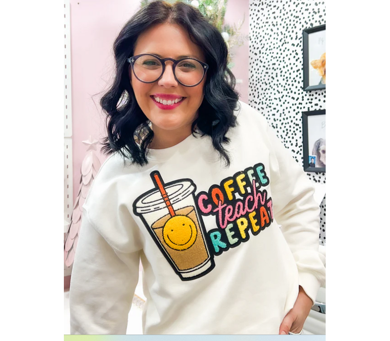 Coffee Teach Repeat Sweater -  xlarge*