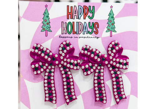 Lessons In Positivity Merry Mauve Bow Earrings*