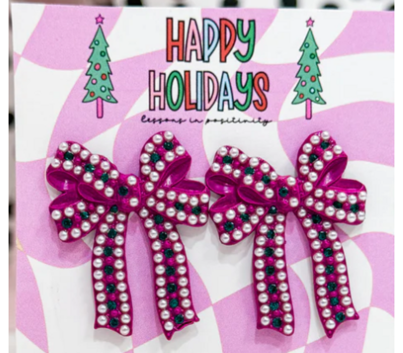 Merry Mauve Bow Earrings*