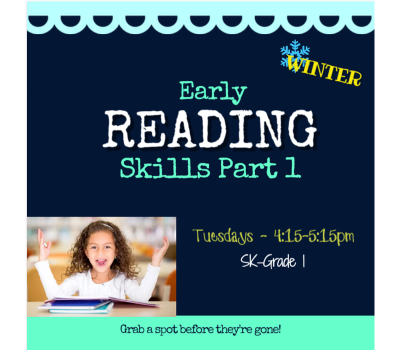 Early Reading Skills  - Level 1 WINTER  2026  Tuesdays 4:15-5:15pm*