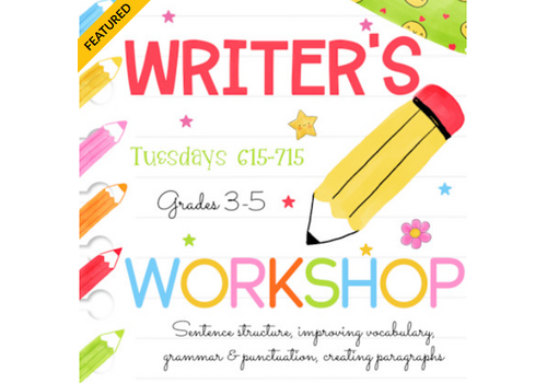 Writer's Workshop - Grades 3-5,  Winter 2026- Tuesdays 6:15-7:15pm