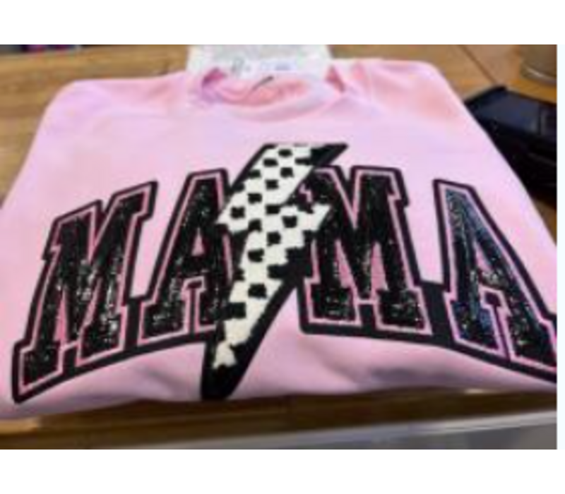 Checkered MAMA Pink Sweater - size large*