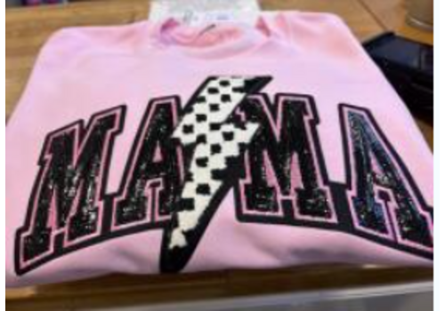 Lessons In Positivity Checkered MAMA Pink Sweater - size  extra large*