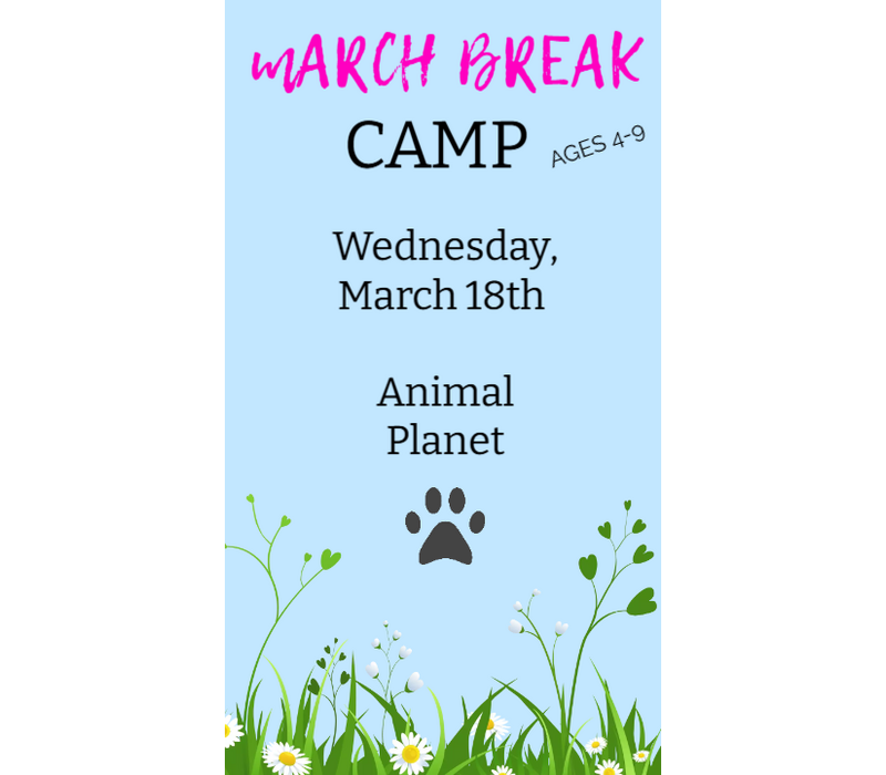 MARCH BREAK  CAMP  WEDNESDAY MARCH 18 - ANIMAL PLANET