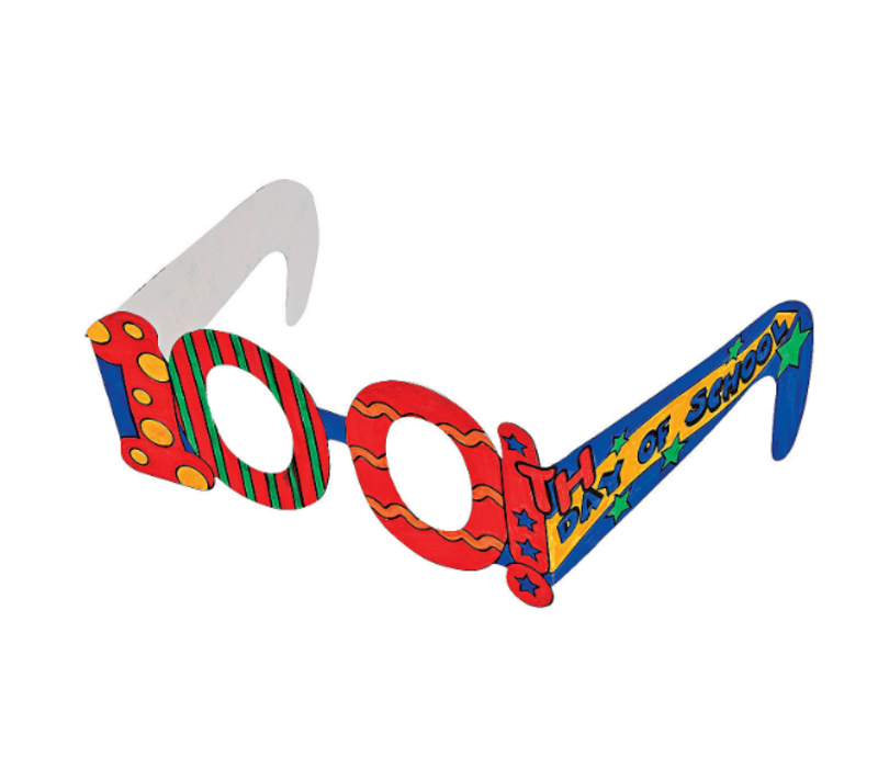 Color Your Own 100th Day of School  Glasses (12 per package)