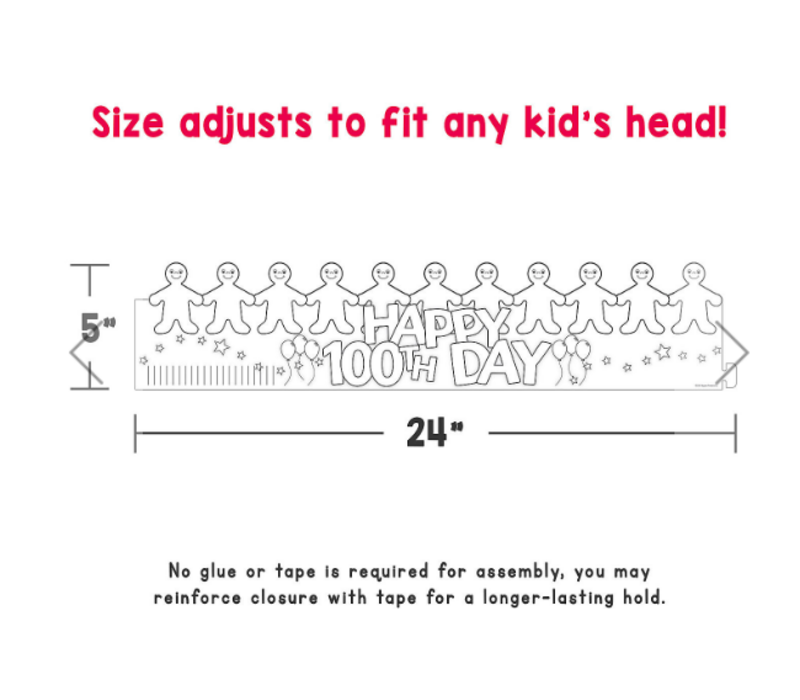 Happy 100th Day Crowns - Colour Your Own (24 per package)