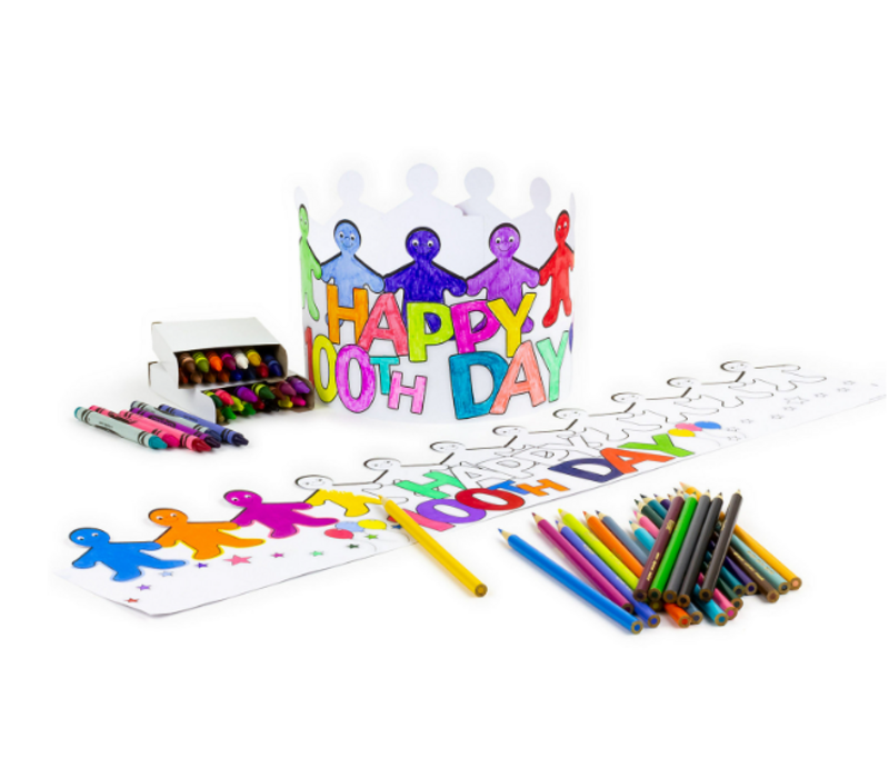 Happy 100th Day Crowns - Colour Your Own (24 per package)