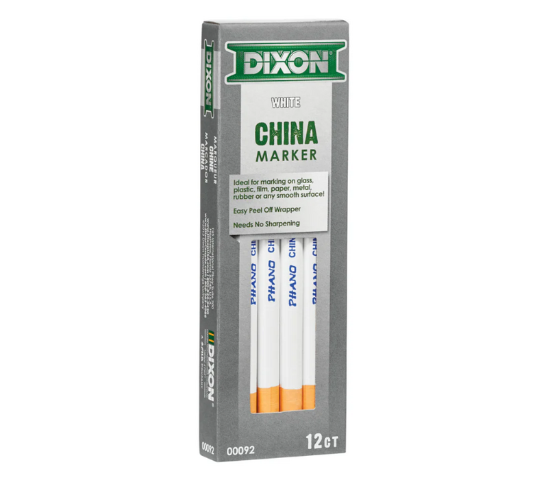 Dixon China Markers - White - 12 Pack