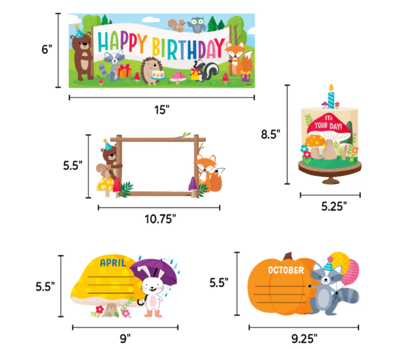 Woodland Friends Happy Birthday Mini Bulletin Board