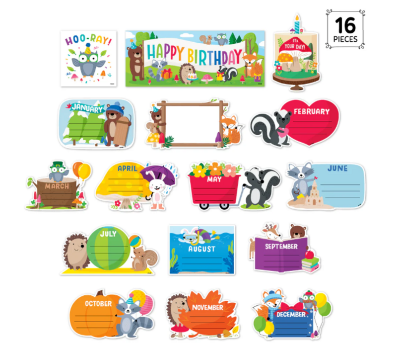 Woodland Friends Happy Birthday Mini Bulletin Board