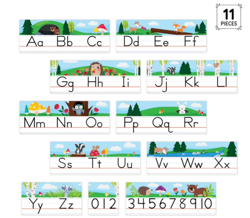 Woodland Friends Alphabet Line Bulletin Board