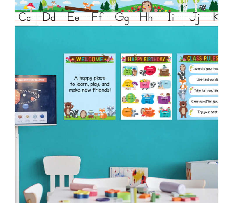 Woodland Friends Alphabet Line Bulletin Board