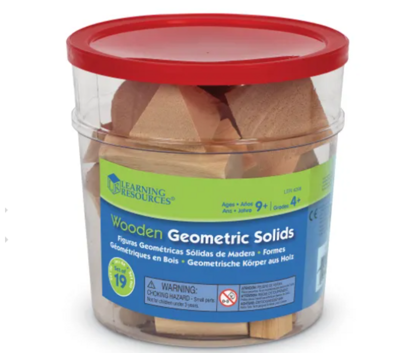 Wooden Geometric Solids, Set of 19
