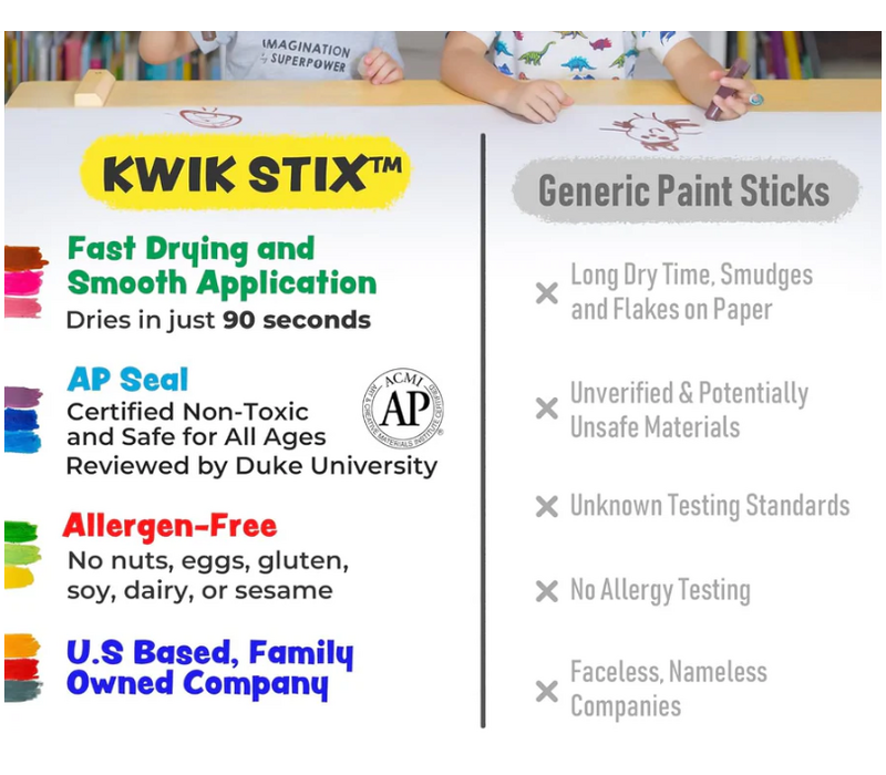 NEW! Kwik Stix Paint Sticks Cuties, Set of 12 Colors