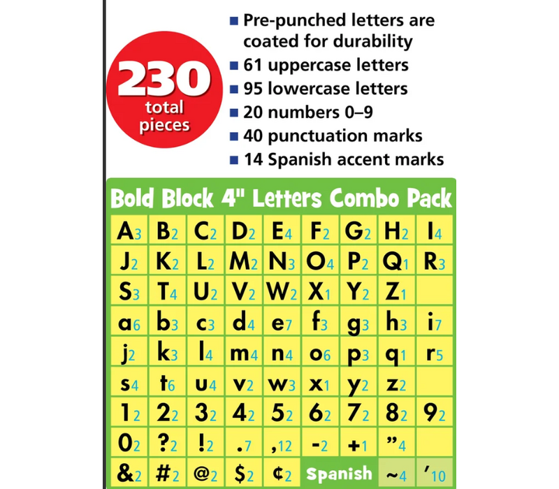 Cool for School Checkers 4" Bold Block Letters Combo Pack