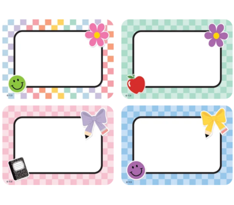 Cool for School Checkers Name Tags/Labels - Multi-Pack