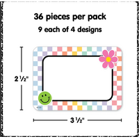 Cool for School Checkers Name Tags/Labels - Multi-Pack