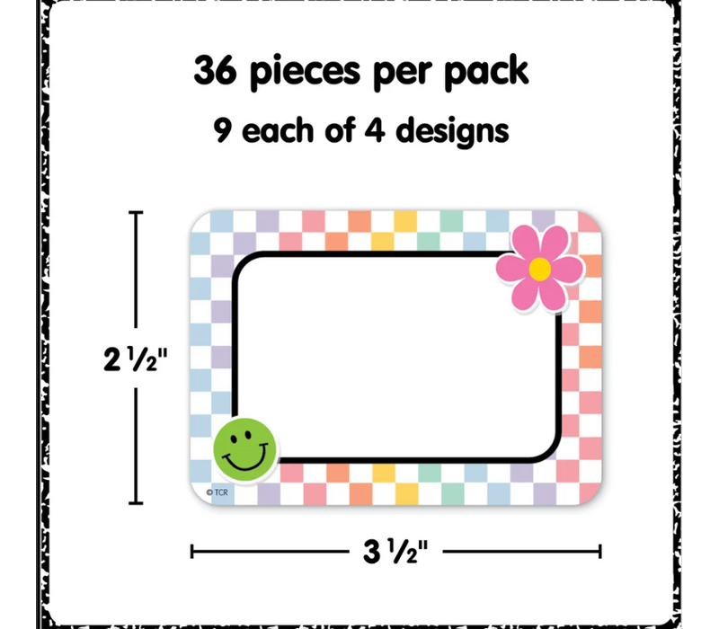 Cool for School Checkers Name Tags/Labels - Multi-Pack