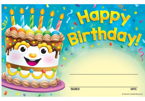 Teacher Created Resources Happy Birthday Cake Awards