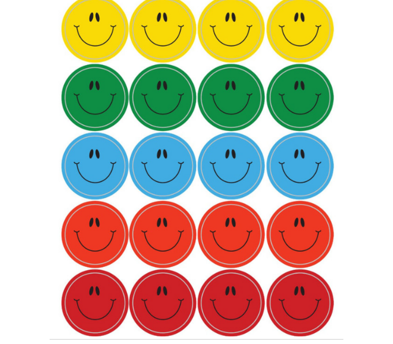 Smiley Faces, Multicolor Shape Stickers Grade PK-8