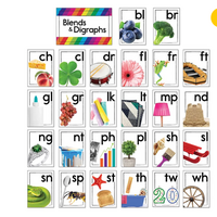 Blends and Digraphs Bulletin Board Set Grade K-2