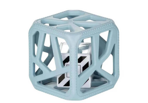 Malarkey Kids Chew Cube - Easy-Grip Teether Rattle -steel blue