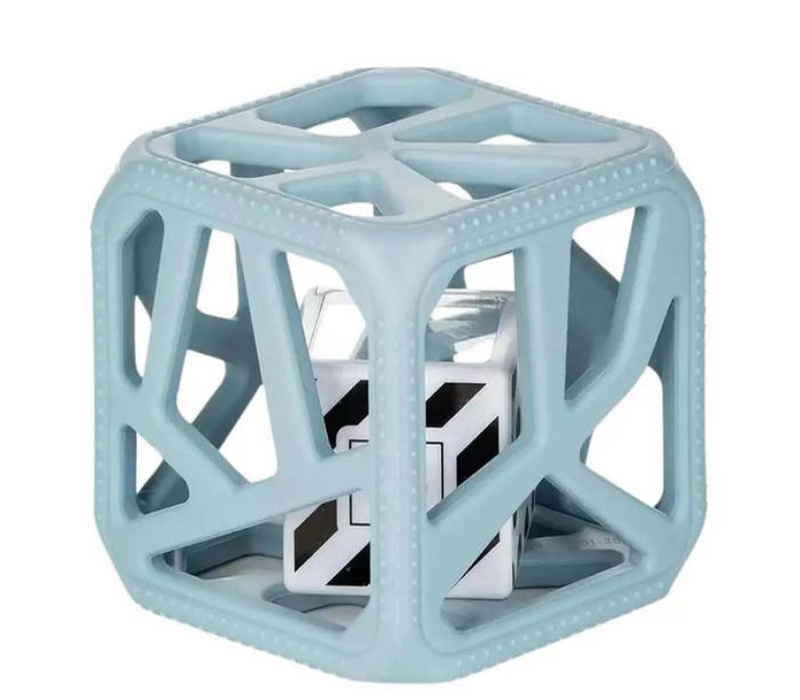 Chew Cube - Easy-Grip Teether Rattle -steel blue