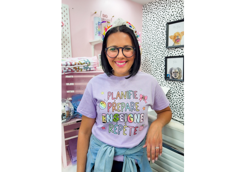 Lessons In Positivity Plan, Prep, Teach, Repeat Tee (French)- medium