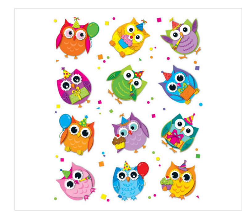 Celebrate with Colorful Owl Shape Stickers