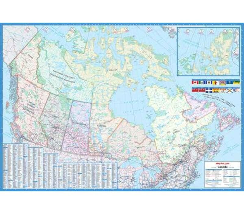 Canada Laminated Wall Map 33" x 48"