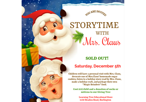 Storytime with Mrs. Claus  Dec 5th  10:30-11:30 am