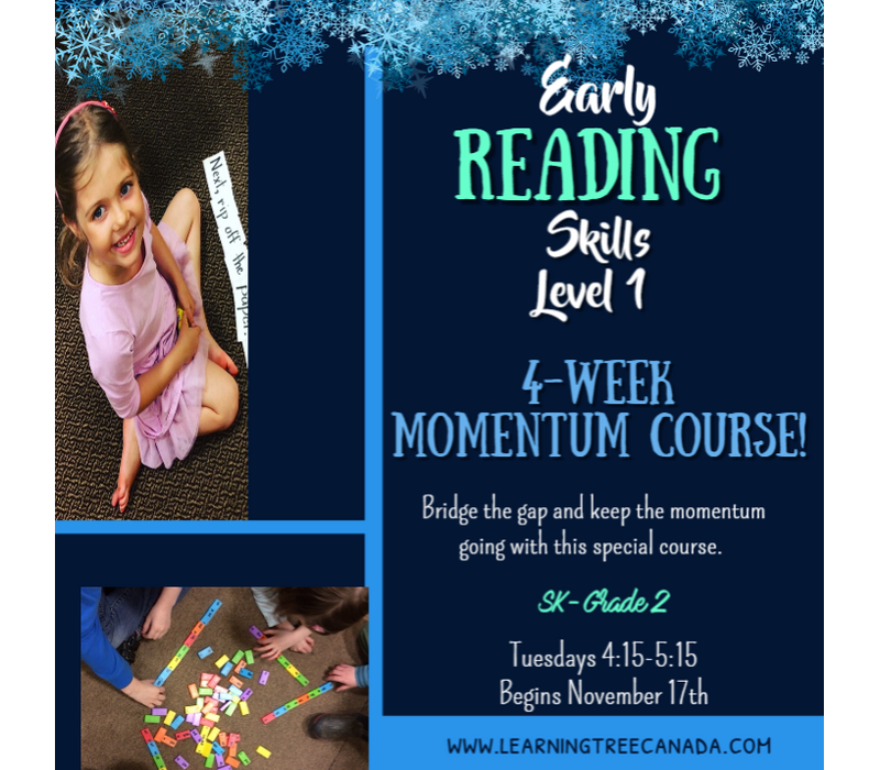 4 Week Momentum  Early Reading Skills  - Level 1 FALL  2026 Tuesdays 4:15-5:15pm *