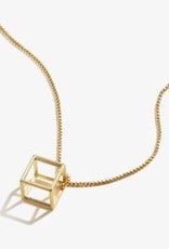 Alex and Ani Square 3D Charm Adjustable 18in Necklace 14kt Gold Plated