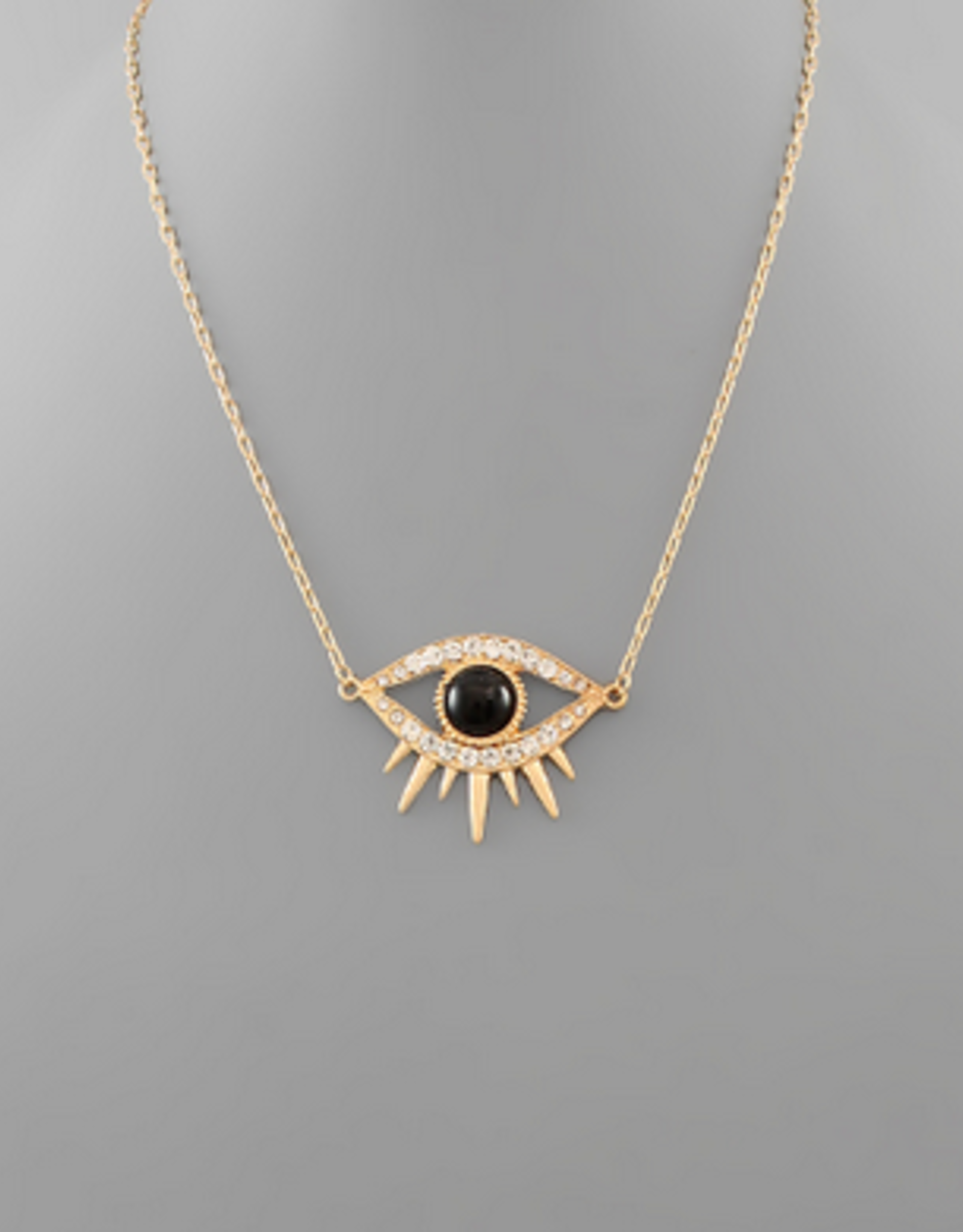 Golden Stella Black Crystal Evil Eye Necklace
