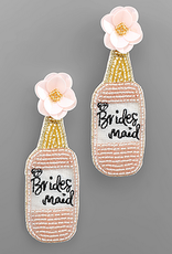 Golden Stella BRIDEMAID Champagne Bottle Earrings, Pink