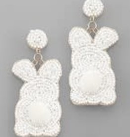 Golden Stella Easter Bunny Beads Earrings, White