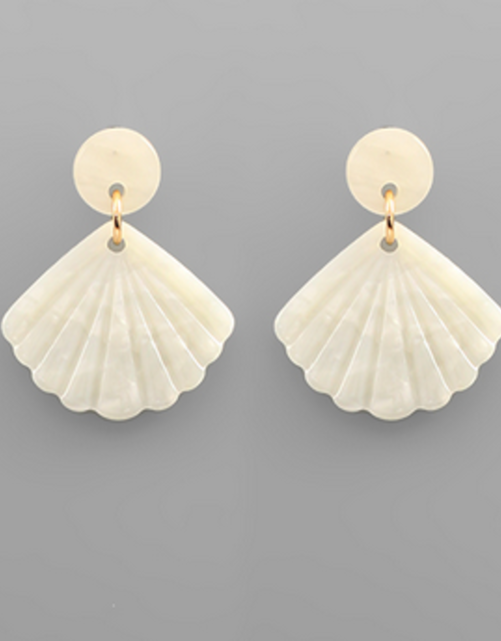 Golden Stella Acetate Shell Dangle Earrings, White