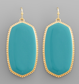 Golden Stella Color Hexagon Earrings, Turquoise