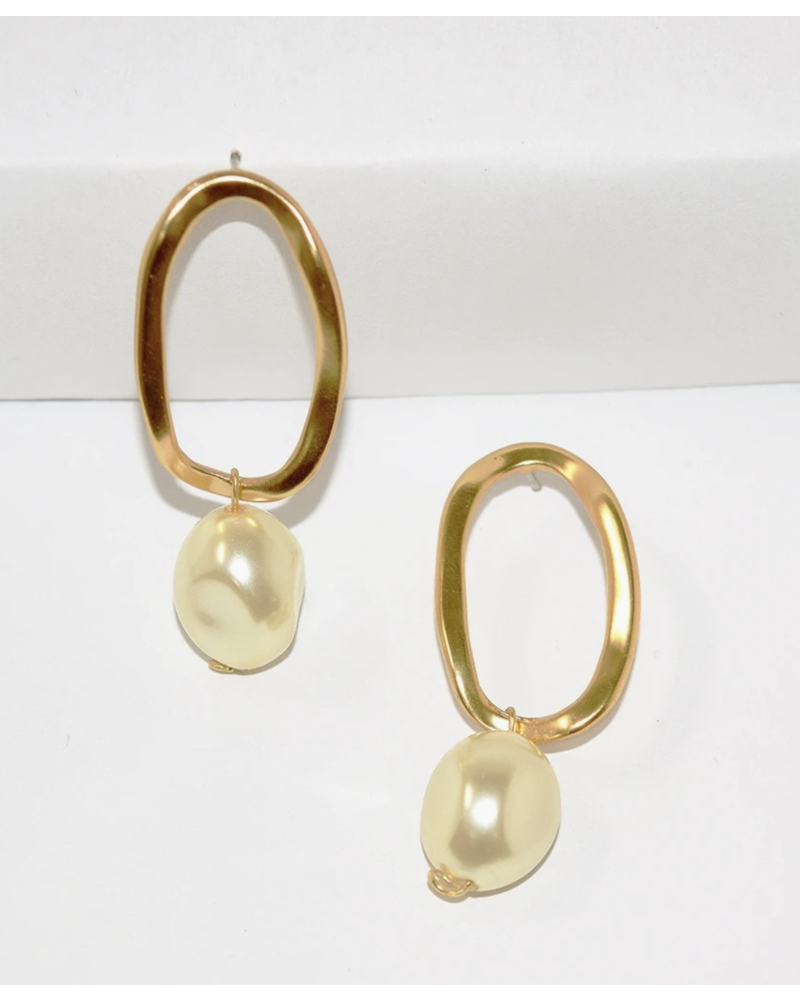 Karine Sultan Open Frame Pearl Drop Earring