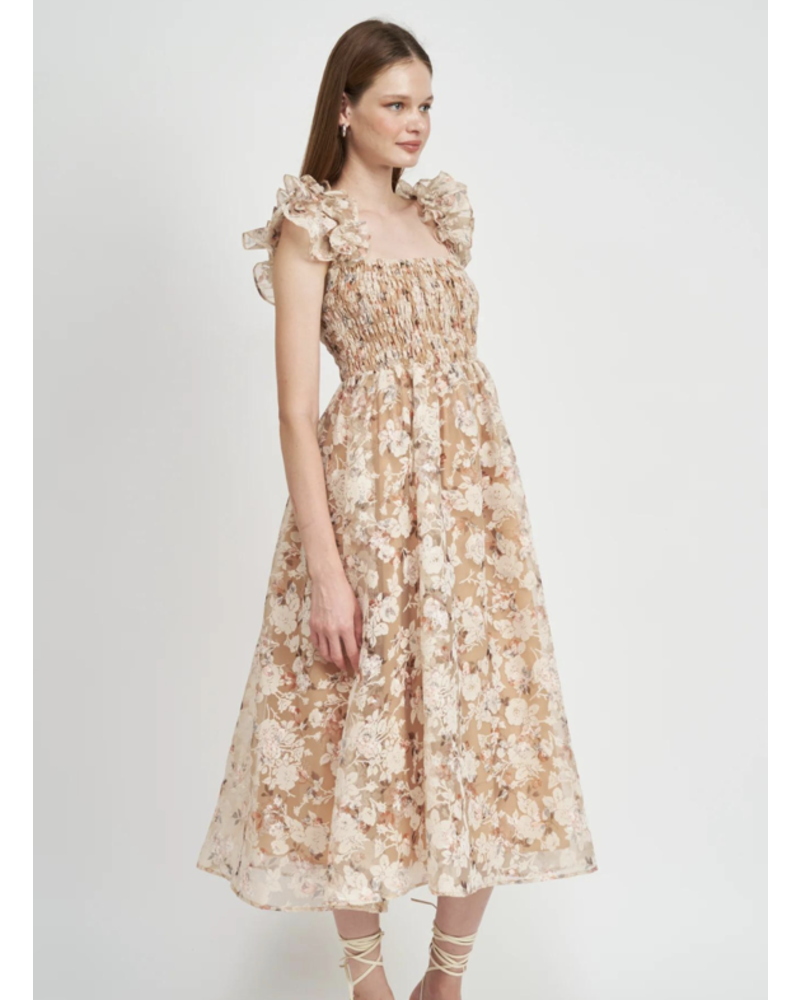 En Saison Floral Print Organza Dress