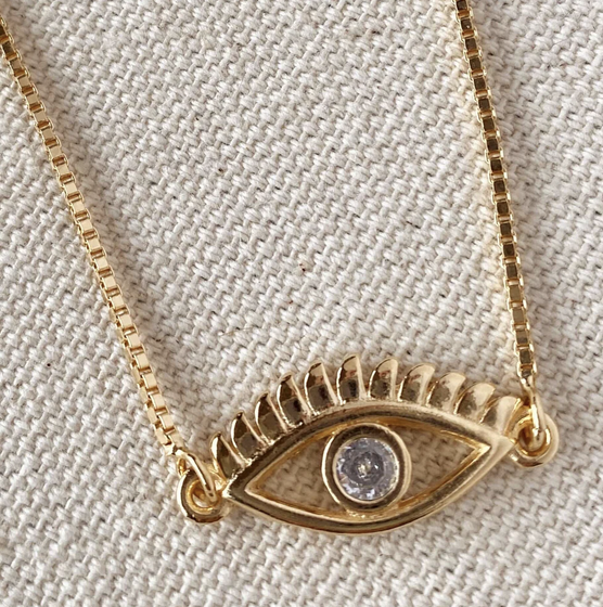 Gold Fi Dainty Evil Eye Necklace Ladybird