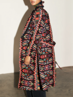 Never Fully Dressed Abstract Print Maxi Coat