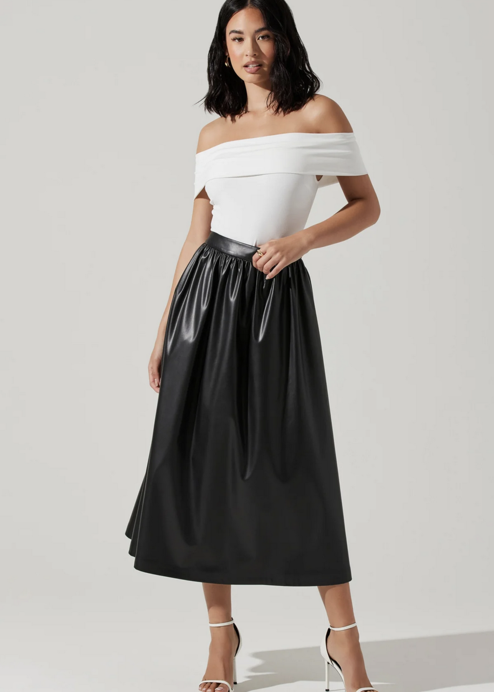 ASTR Faux Leather Midi Skirt
