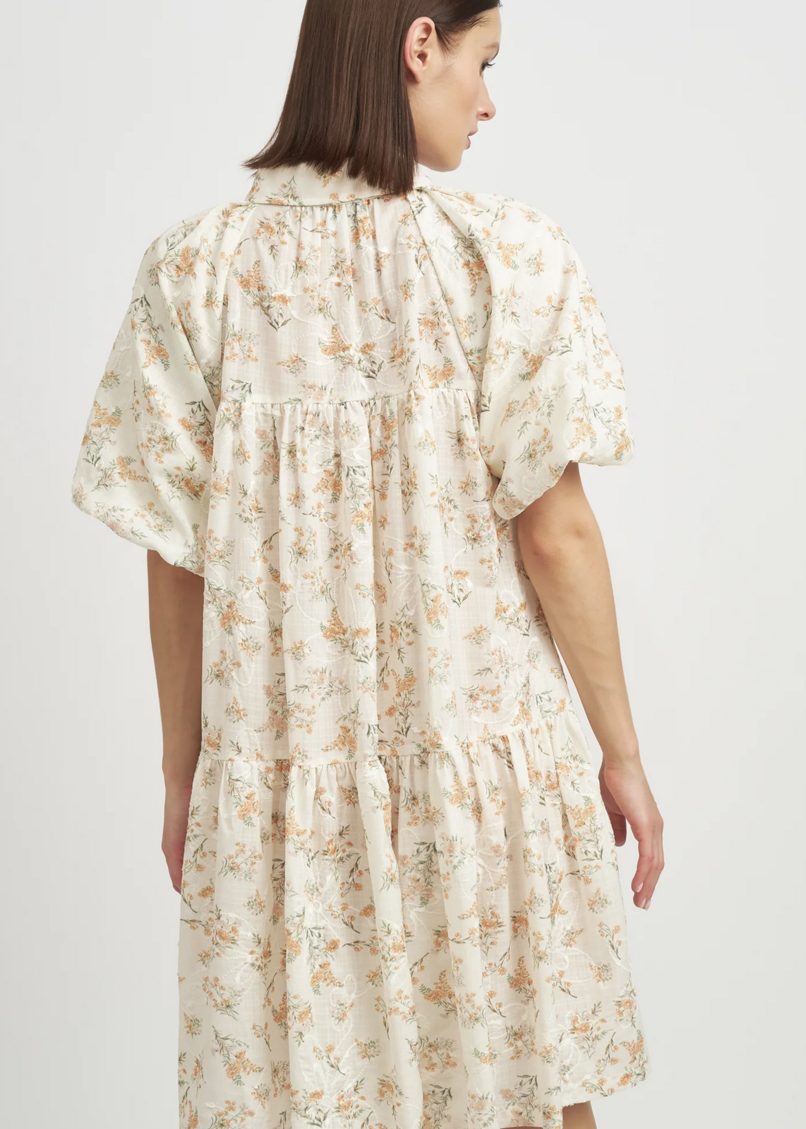 En Saison Printed Embroidered Shirt Dress