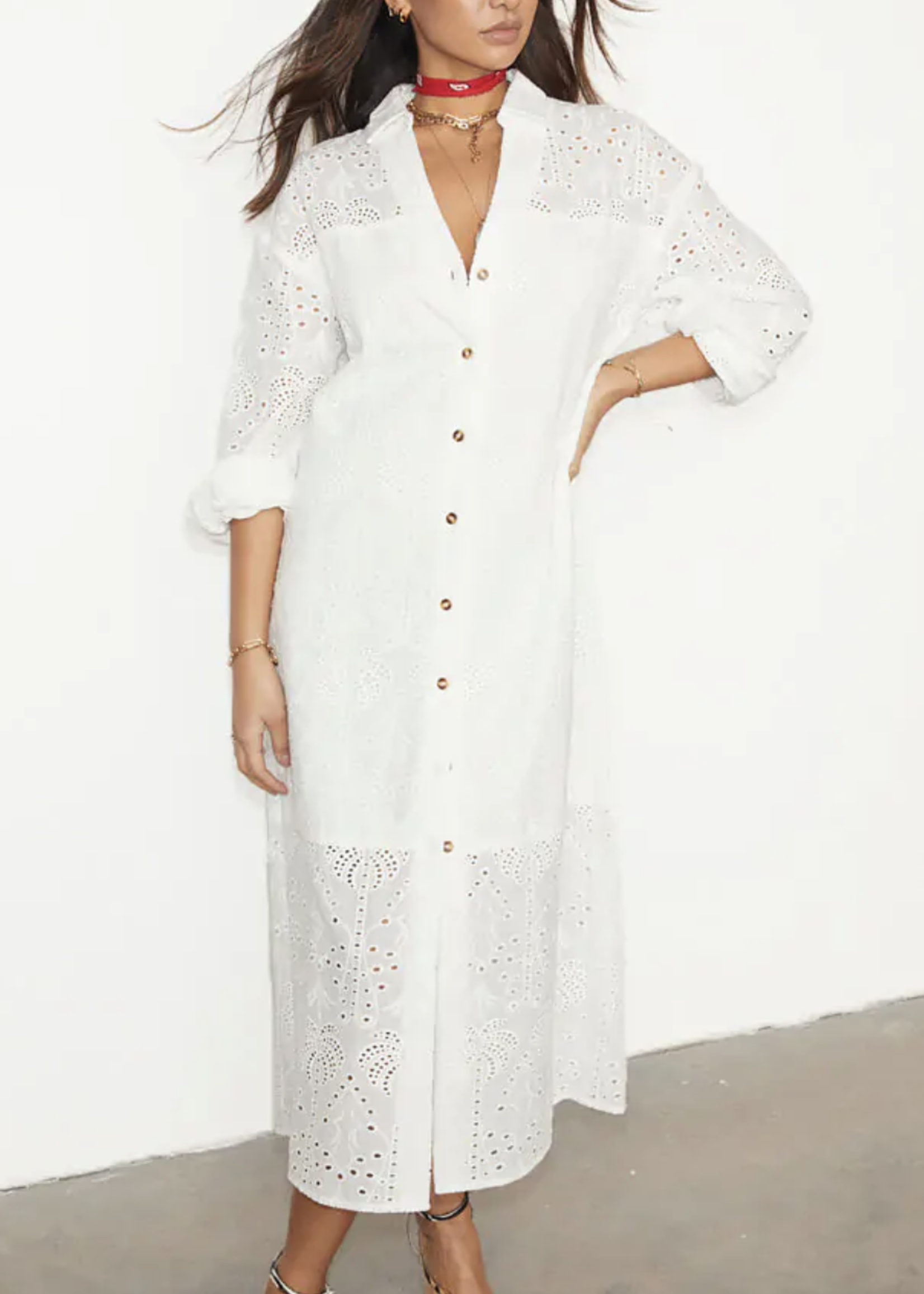 Never Fully Dressed Palm Broderie Jenna Shirt Dress