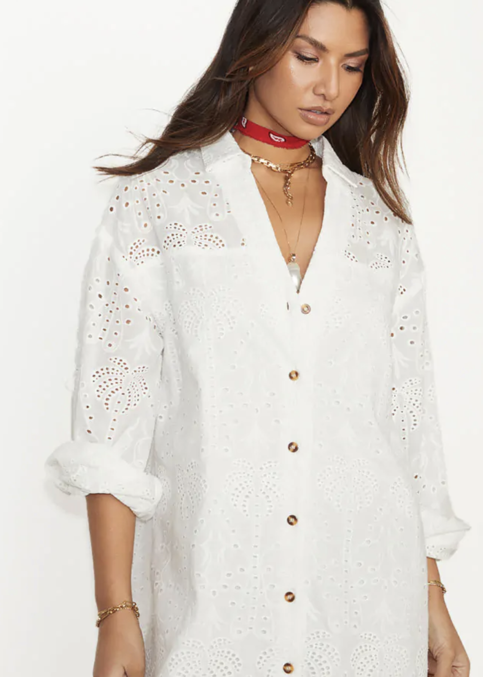 Never Fully Dressed Palm Broderie Jenna Shirt Dress