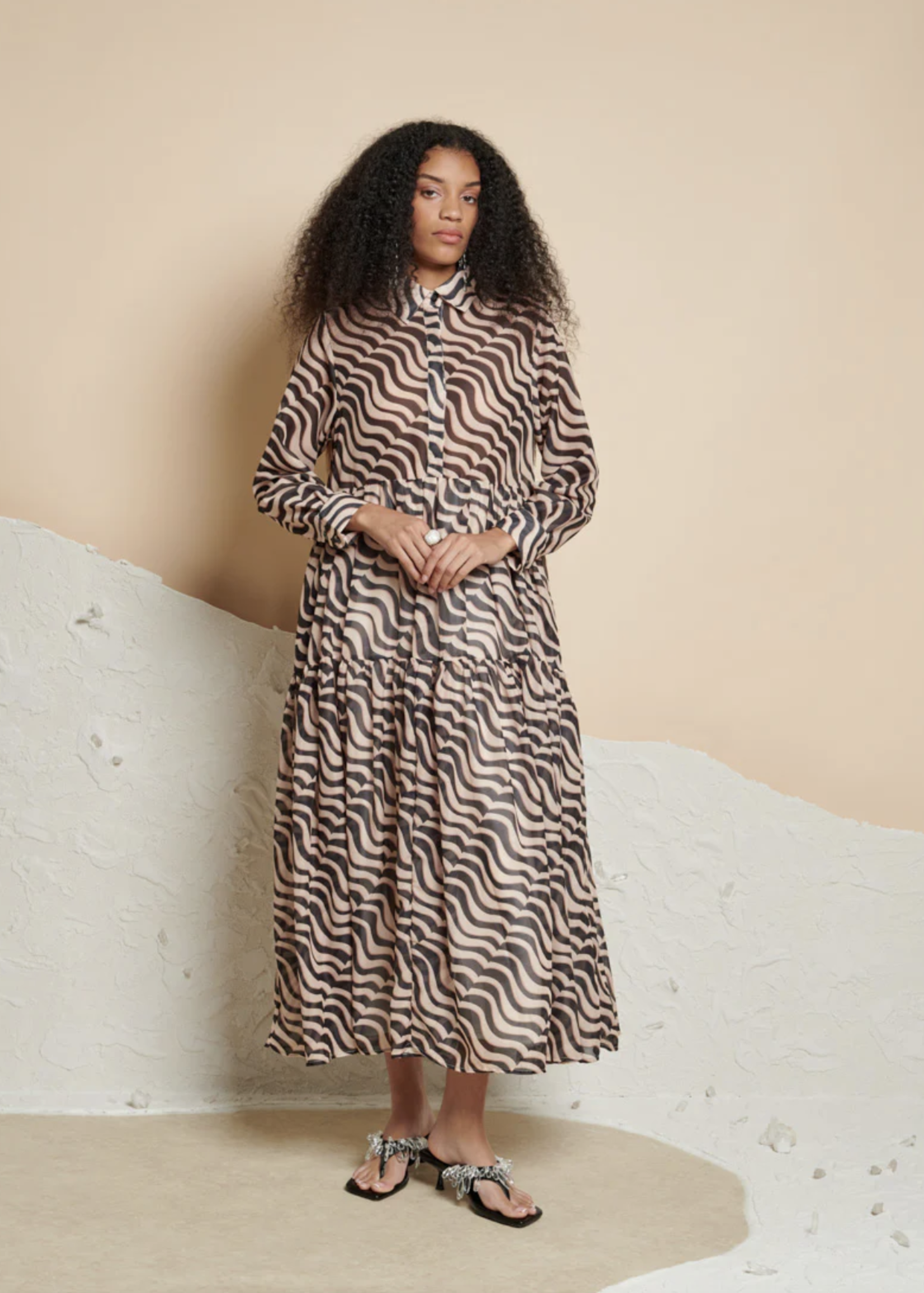 Ghospell Cecilia Printed Midi Dress