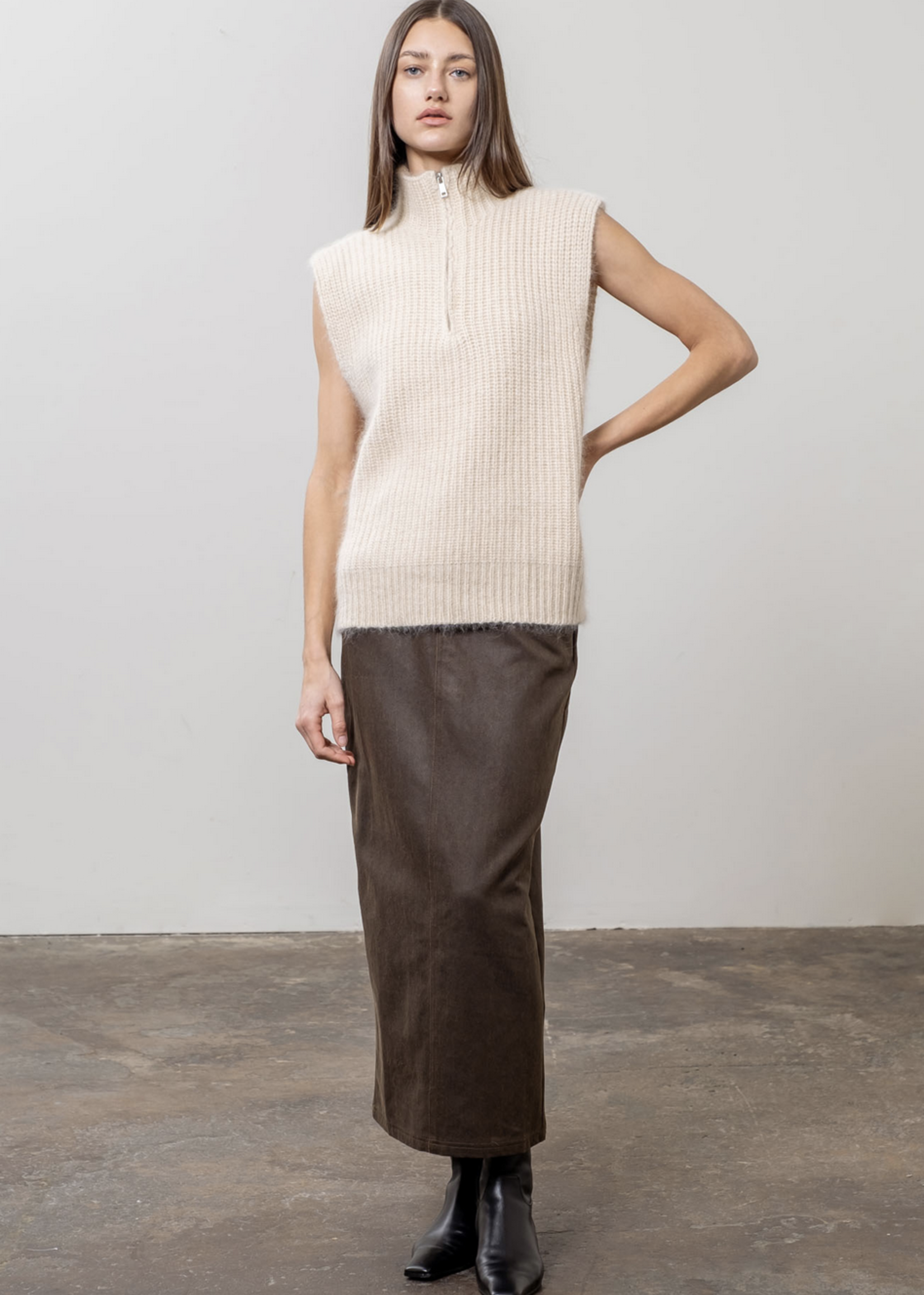 Moon River Mock Zip Sweater