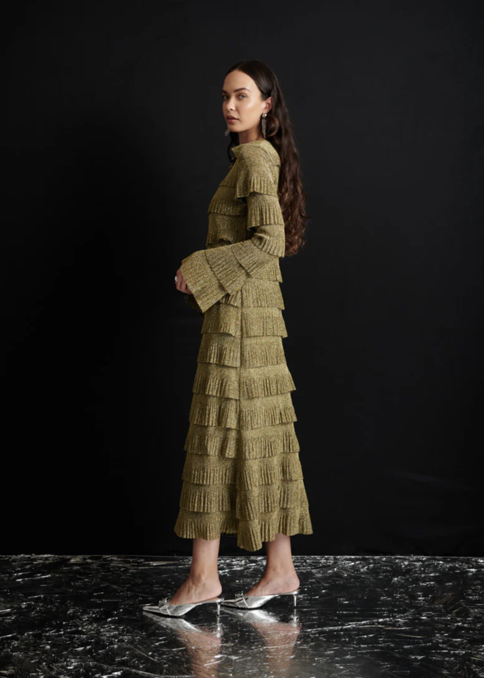 Ghospell Keily Fuffled Midi Dress