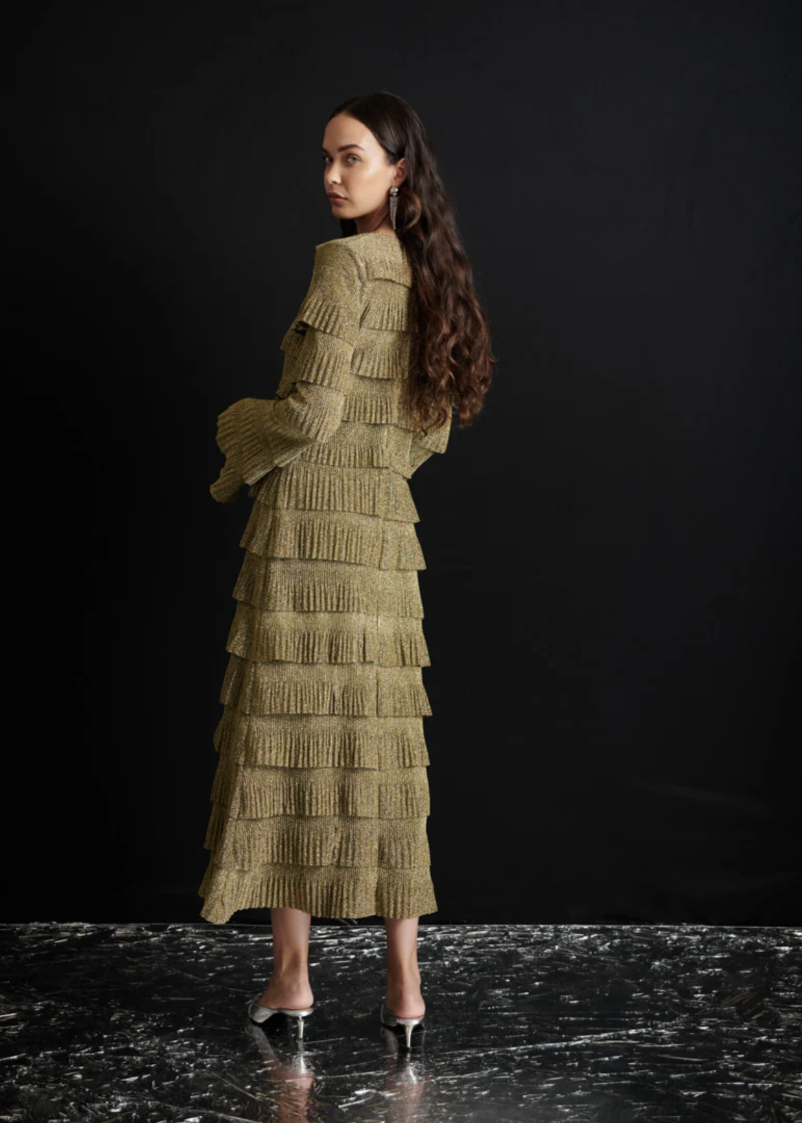 Ghospell Keily Fuffled Midi Dress